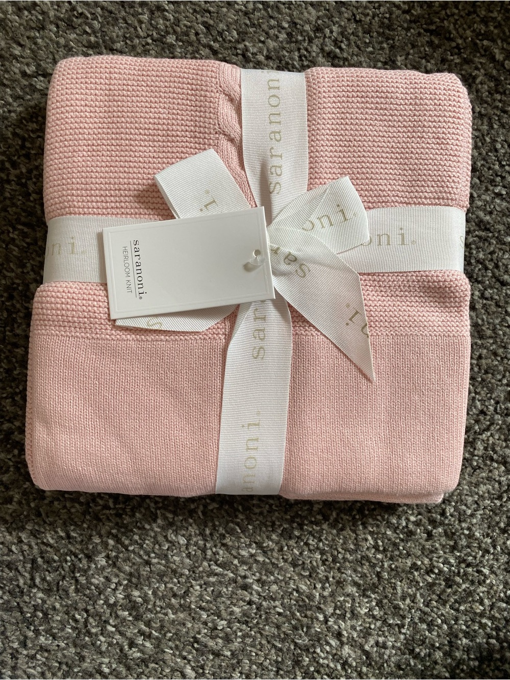 New! Saranoni HEIRLOOM COTTON KNIT RECEIVING BLANKET pink